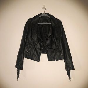 Faux Leather Tasseled Jacket